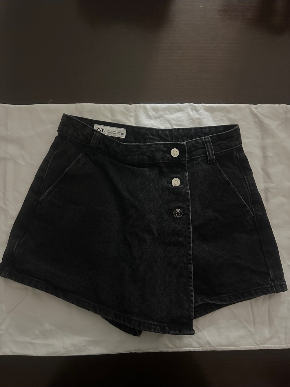 Zara Wrap Denim Skort Black Size Small